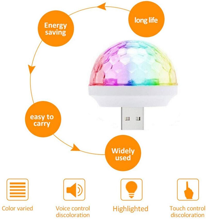 Mini USB Colorful Atmosphere Light Car USB Party Light DJ LED RGB Interior Lamp Club Disco Magic Stage Effect Portable Lights